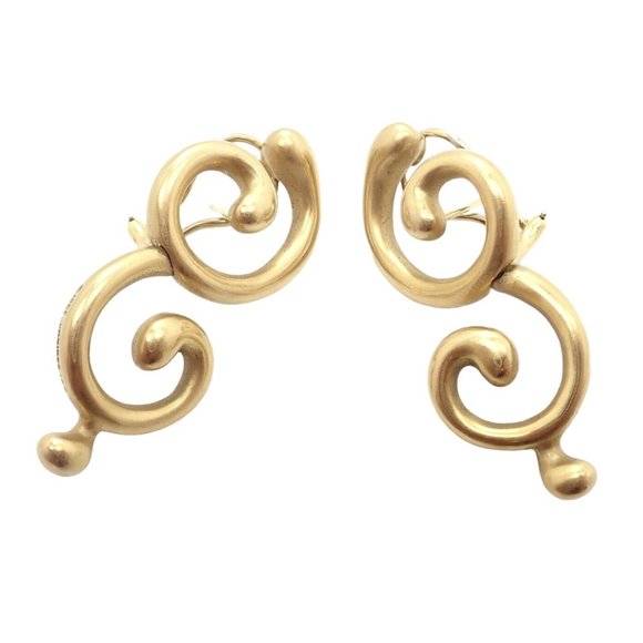Rare! Authentic Vintage Angela Cummings 18k Yellow Gold Curl Earrings - Picture 10 of 10